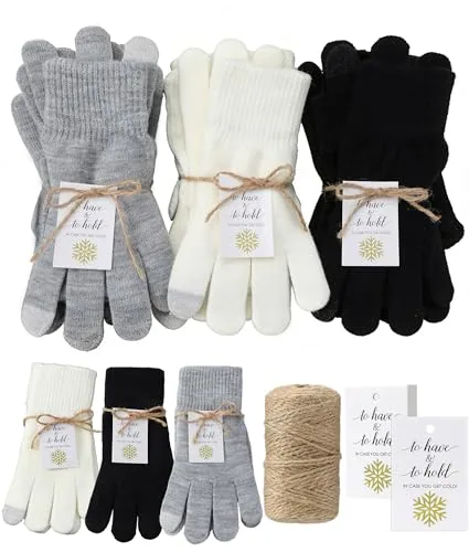 24 Pairs Warm Gloves Bulk Fleece Lined Winter Gloves, Black, product photograph