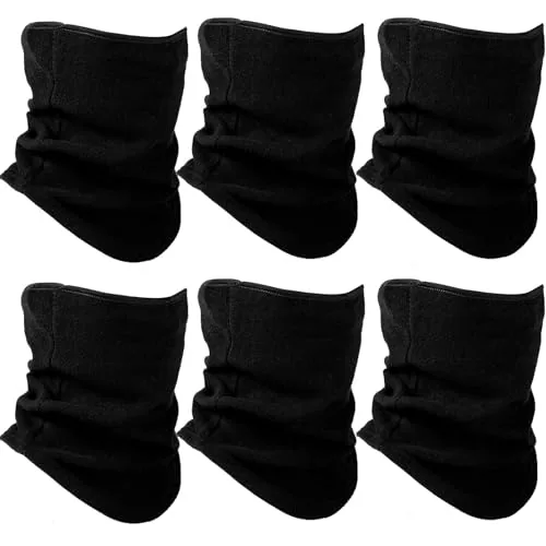 6 Piece Fleece Neck Gaiter Winter Windproof Face Cover, Black, product photograph