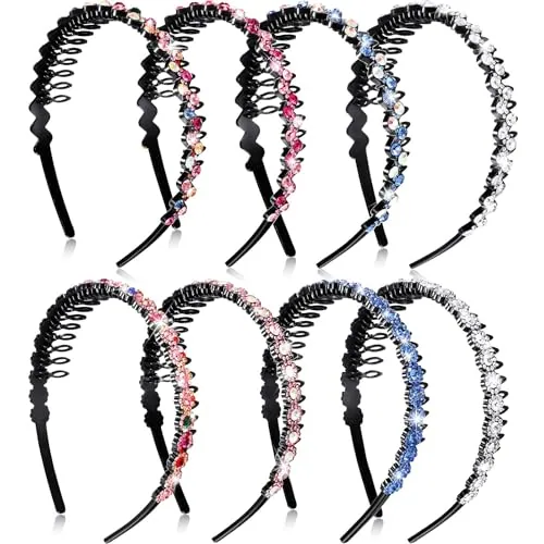 8 Piece Rhinestone Headbands, Multicolour, product photograph