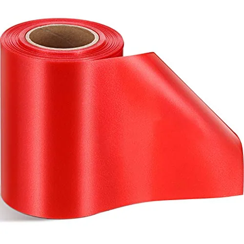 Outdoor Leaf Ribbon Floral Satin Ribbon, Red, product photograph