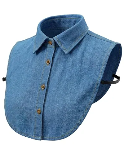 Denim Dickey Collar, Blue, product photograph