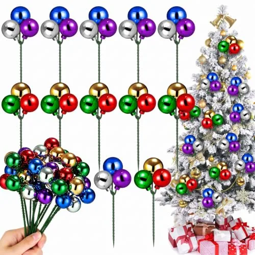 7.9 Inch Colorful Christmas Ball Picks and Sprays, Multicolour, product photograph