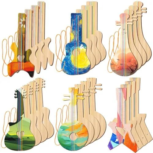 24 Piece DIY Wood Guitar Cutouts, Natural, product photograph