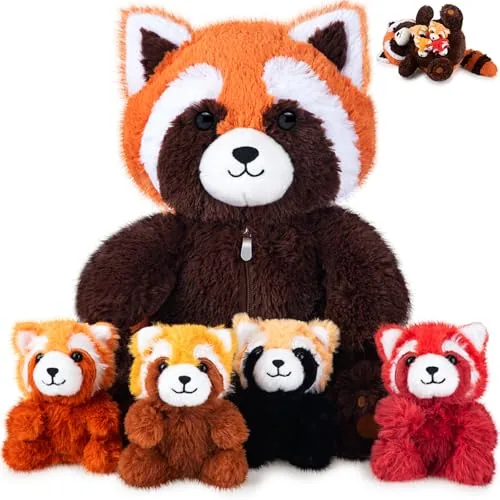 5 Piece Red Panda Stuffy, product photograph
