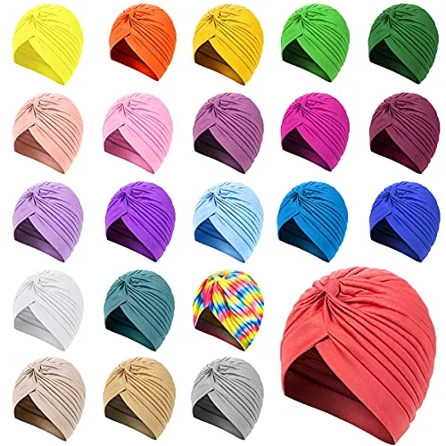 22 Piece Stretch Turbans Chemo Head Wrap Cancer Head Beanie, product photograph