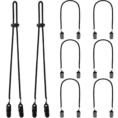 8 Piece Adjustable Hat Strap Clips, Black, product photograph