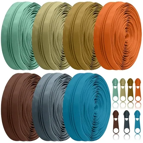 7 Piece 35 Yards 7 Pcs Sewing Zippers #5 Nylon Assorted Coil, product photograph