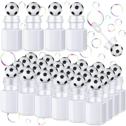 24 Piece Soccer Bubbles Party Favors Sports Ball Shape Bubble Wand, White, product photograph