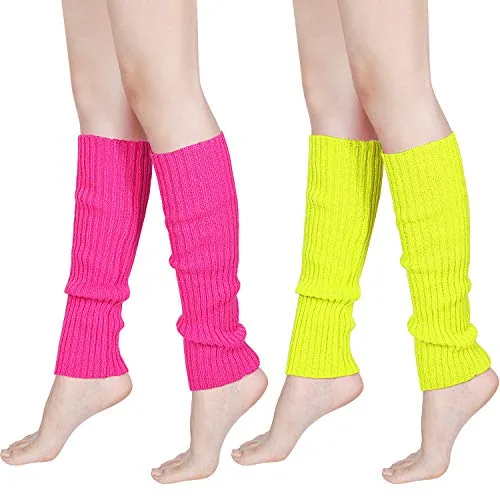 80s Women Knit Leg Warmers Ribbed Leg Warmers, Pink, product photograph