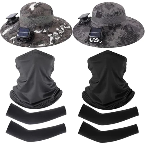 Solar Fan Hat Set, Grey, product photograph