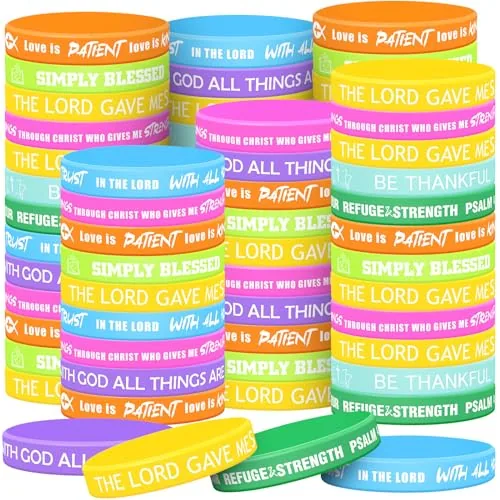200 Piece Religious Silicone Bracelets Bulk Christian Scripture, product photograph