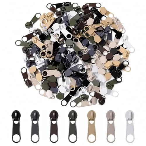 140 Piece Zipper Pull Repair Kit #5 Zipper Pull Slider Head Neutral, product photograph