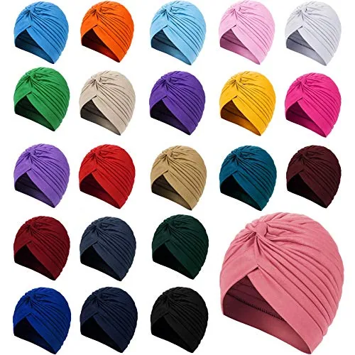 22 Piece Stretch Turbans Chemo Head Wrap Cancer Head Beanie, Multicolour, product photograph