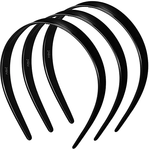 3 Colors Tortoise Plastic Headbands Tortoise Shell Wide, Black, product photograph