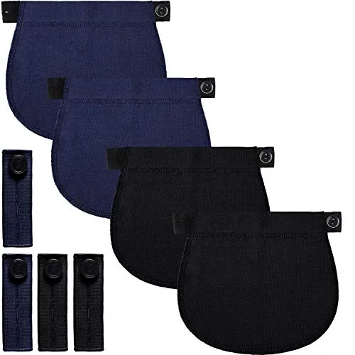8 Piece Maternity Pants Extender Set Adjustable Waist Extenders, Black, product photograph