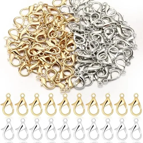 100 Piece Large Lobster Claw Clasp(0.91 x 0.47 in, Silver, product photograph