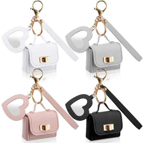 4 Piece Easter Gift Mini Backpack Keychains PU Leather Cosmetic, product photograph
