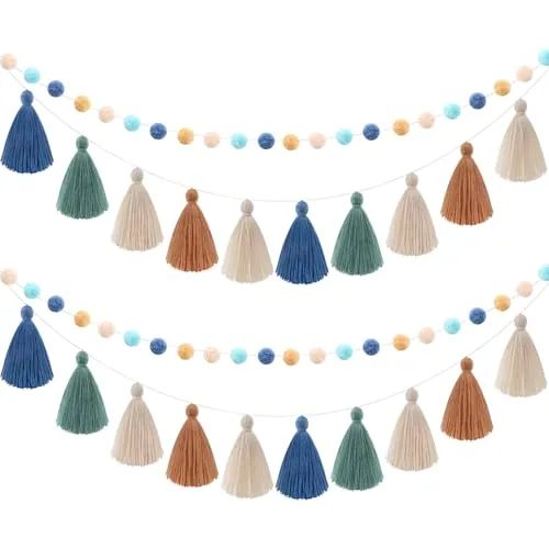 4 Piece Pom Pom Tassel Garland Felt Pompom Ball Banner Tassel, product photograph