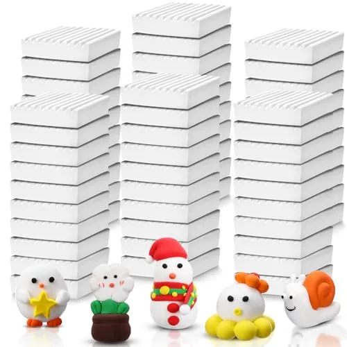 60 Piece 6.6lbs White Reusable and Non Drying Modeling Clay Bulk, product photograph