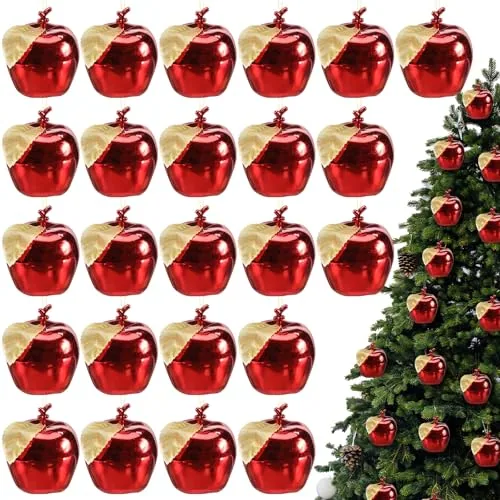 24 Piece Red Apple Ornaments, product photograph