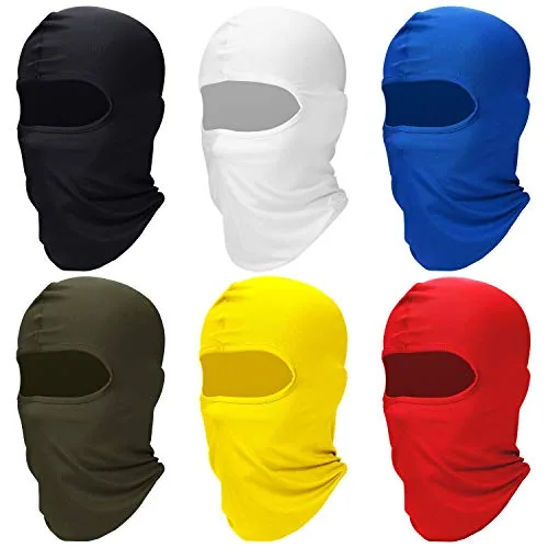 6 Piece Ski Mask Balaclava Full Face Cover Windproof Mask, Black, product photograph