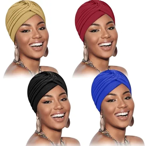 4 Piece Turbans, Black, product photograph