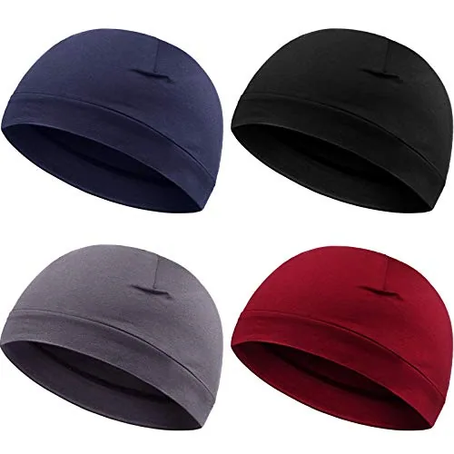 4 Piece Cotton Skull Caps, Grey, product photograph