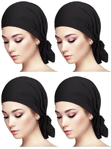 Pre-tied Head Scarves, Black, product photograph