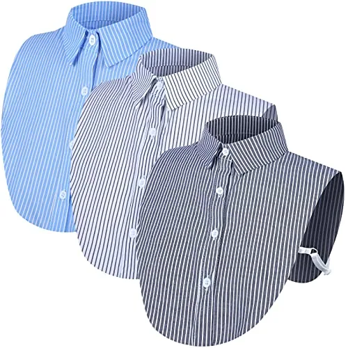 3 Piece Women's Striped Detachable Collar, product photograph
