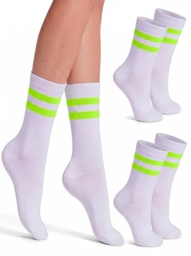 2 Pairs Crew Socks Unisex Casual Athletic Socks, Green, product photograph