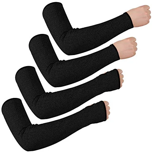 2 Pairs Cut Resistant Sleeves Thin Arm Protection Sleeves, Black, product photograph