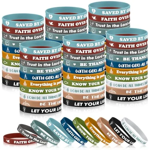 200 Piece Christian Silicone Bracelets Bulk, product photograph
