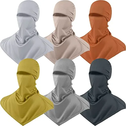 6 Piece Balaclava Face Mask Cover Breathable Long Neck Covers, Black, product photograph