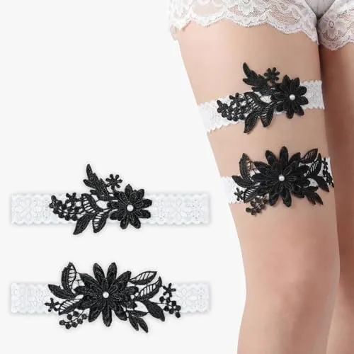 Wedding Garters, Black, product photograph