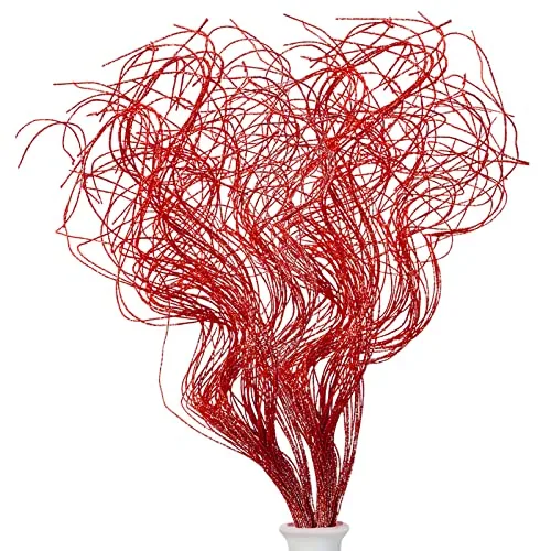 36 Piece Red Glitter Curly Ting Ting Branches Christmas Branches, product photograph