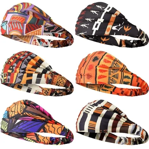 6 Piece African Headbands Hair Accessories, Multicolour, product photograph