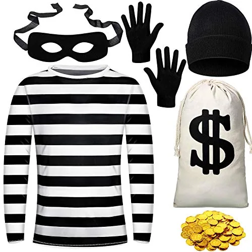 Halloween Robber Costume Set, Gold, product photograph