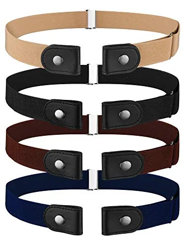 4 Piece No Buckle Stretch Belt, Black, product photograph