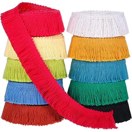 10 Rolls 30 Yards 25 mm Wide Fringe Tassel Trim, Multicolour, product photograph
