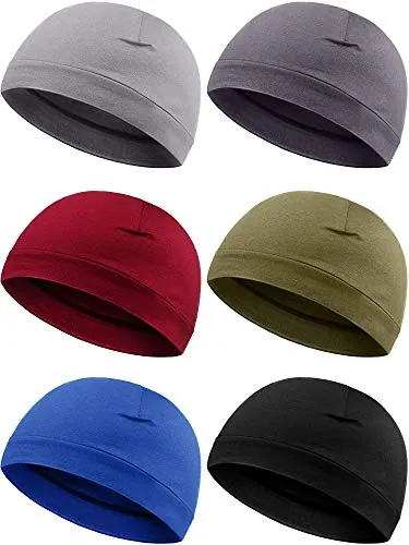 6 Piece Men Skull Caps Cotton Beanies Sleep Hats Multifunctional, product photograph