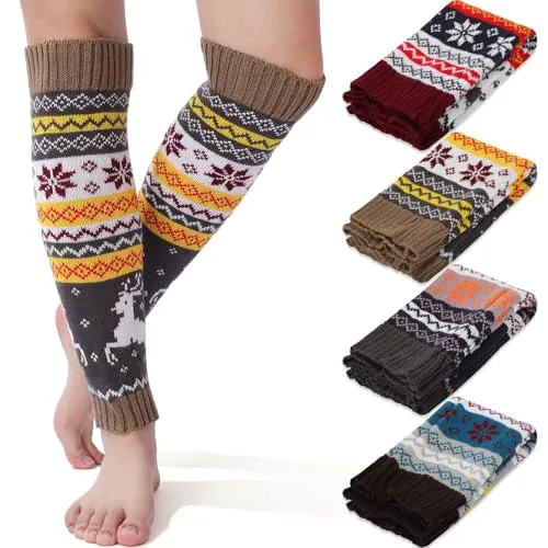 SATINIOR 4 Pairs Knit Leg Warmers Women, Grey, product photograph