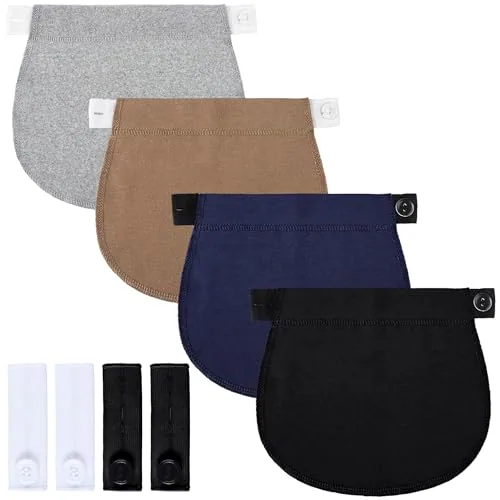 8 Piece Maternity Pants Extender Set Adjustable Waist Extenders, Black, product photograph