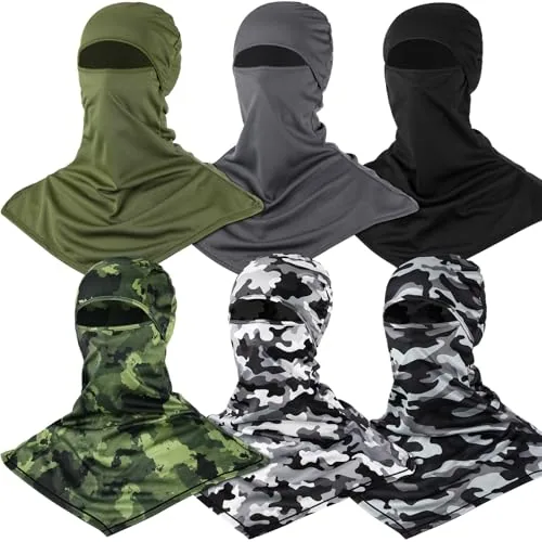 6 Piece Balaclava Face Cover Breathable Long Neck Covers Summer, Green, product photograph