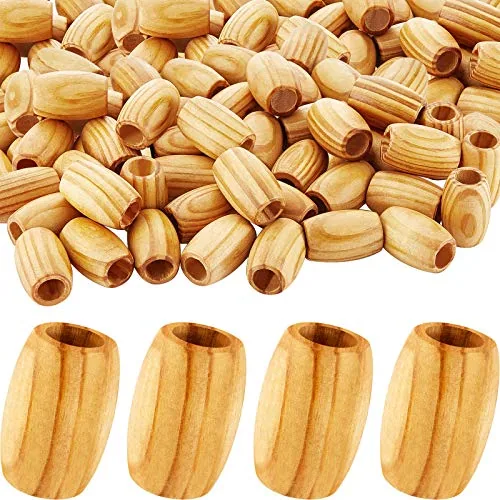 60 Piece Large Hole Wooden Beads 30 x 20 mm Macrame Loose Wood, product photograph