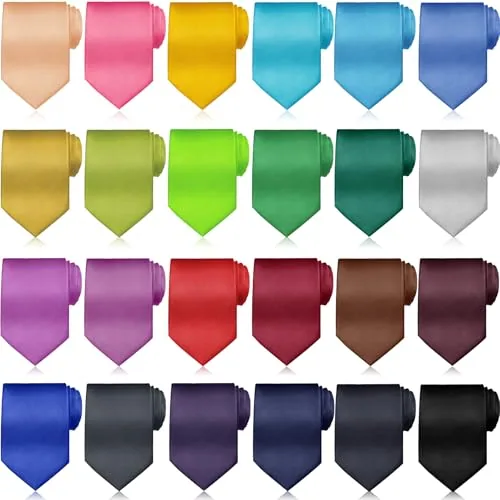24 Piece Solid Satin Ties, product photograph