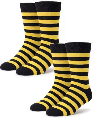 2 Pairs Men's Dress Socks Father's Day Combed Cotton Anti, Yellow, product photograph