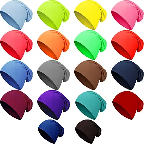18 Piece Thin Knit Slouchy Cap Hip-Hop Sleep Cap Stretchy Baggy, Multicolour, product photograph
