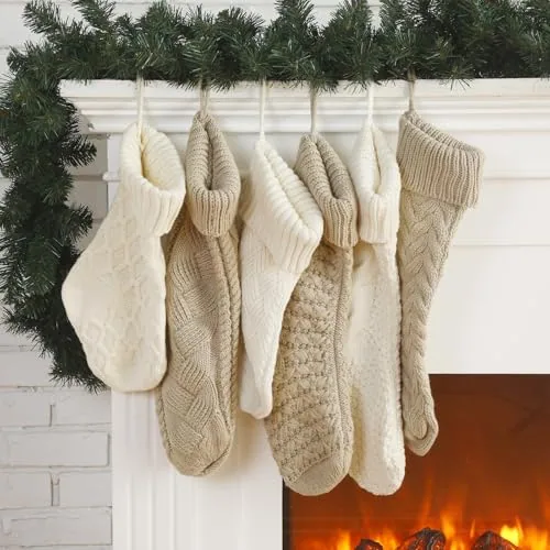 Cable Knit Christmas Stockings 18 Inch Large, product photograph