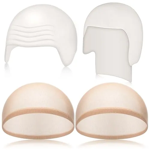 Halloween Bald Cap Makeup Latex Head Wig Cap Hat Costume, White, product photograph