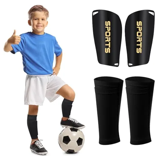 Kids Soccer Shin Guards, Black, product photograph